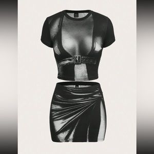 Body Heat Map Print Crop Tee & Bodycon Skirt